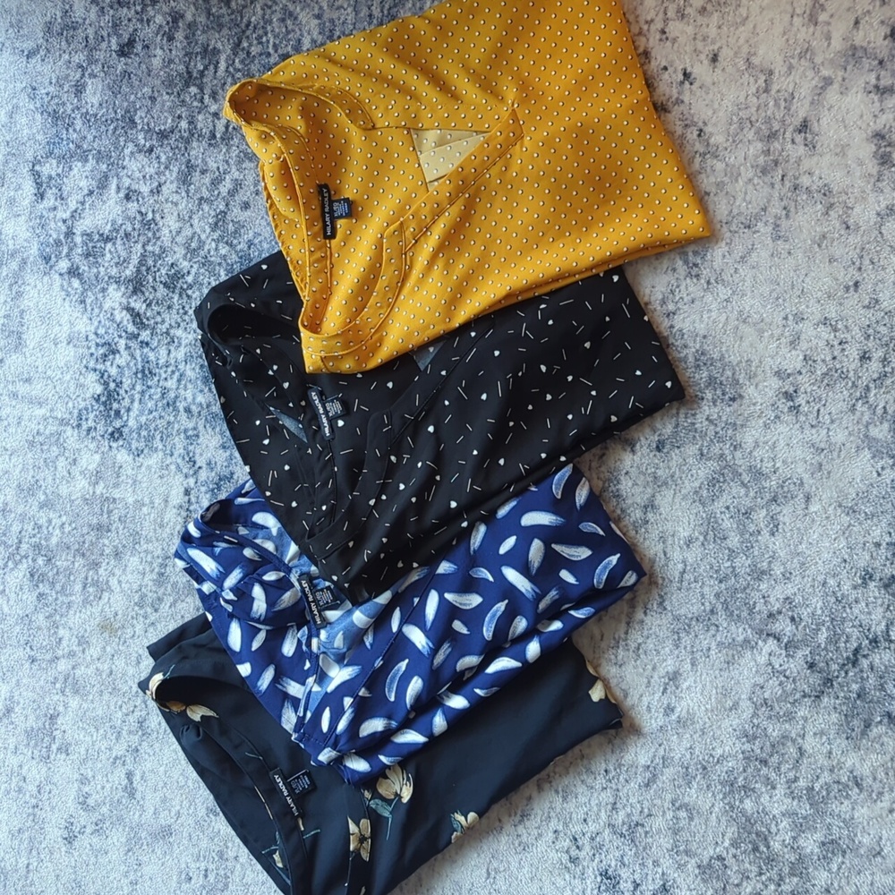 Stylish Blouse Set in Black, Blue, and Yellow
